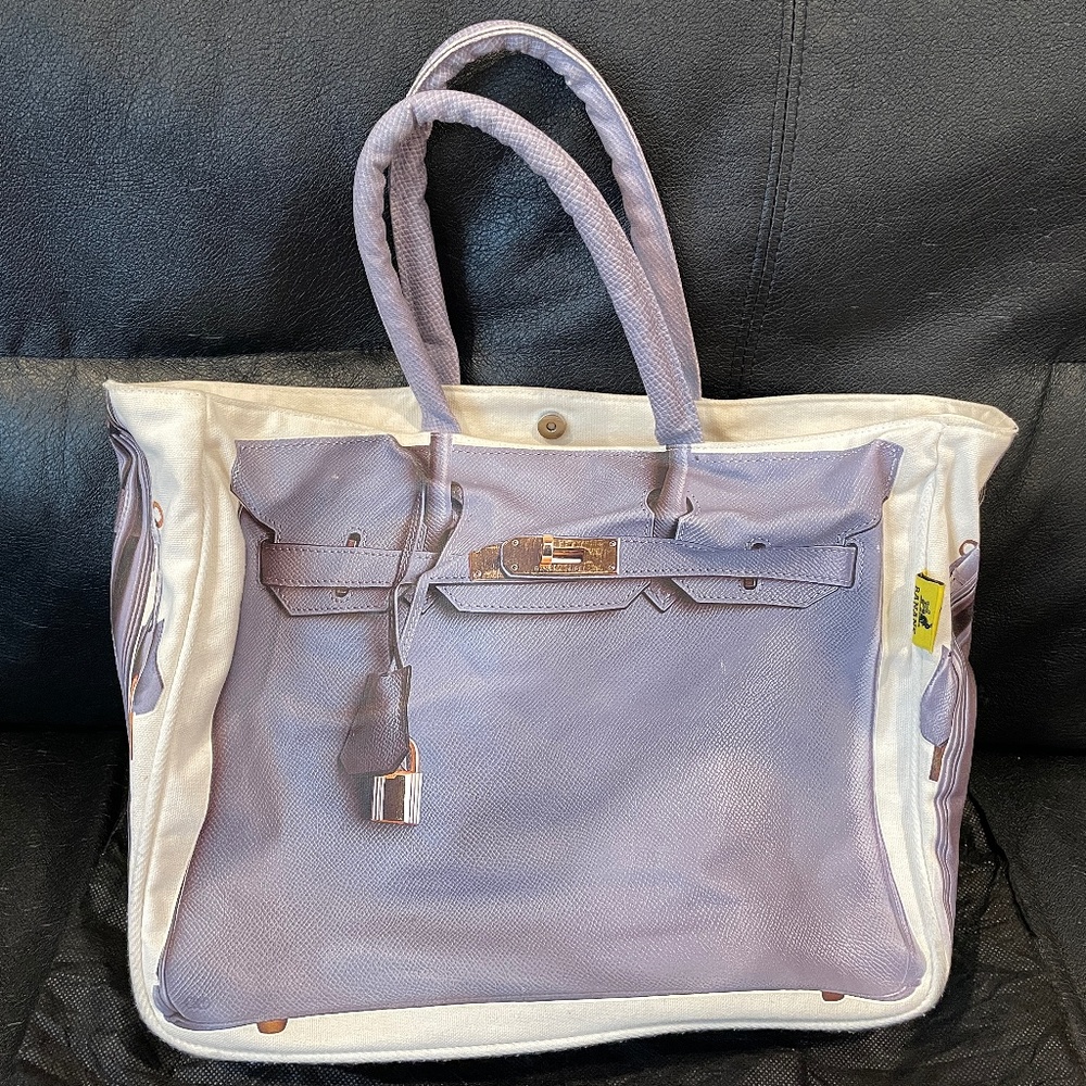 Auth Banane Banana Taipei Taiwan LAVENDER top handle tote shopping bag purse